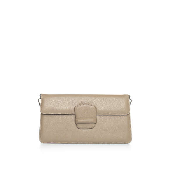 kiki clutch in taupe front view